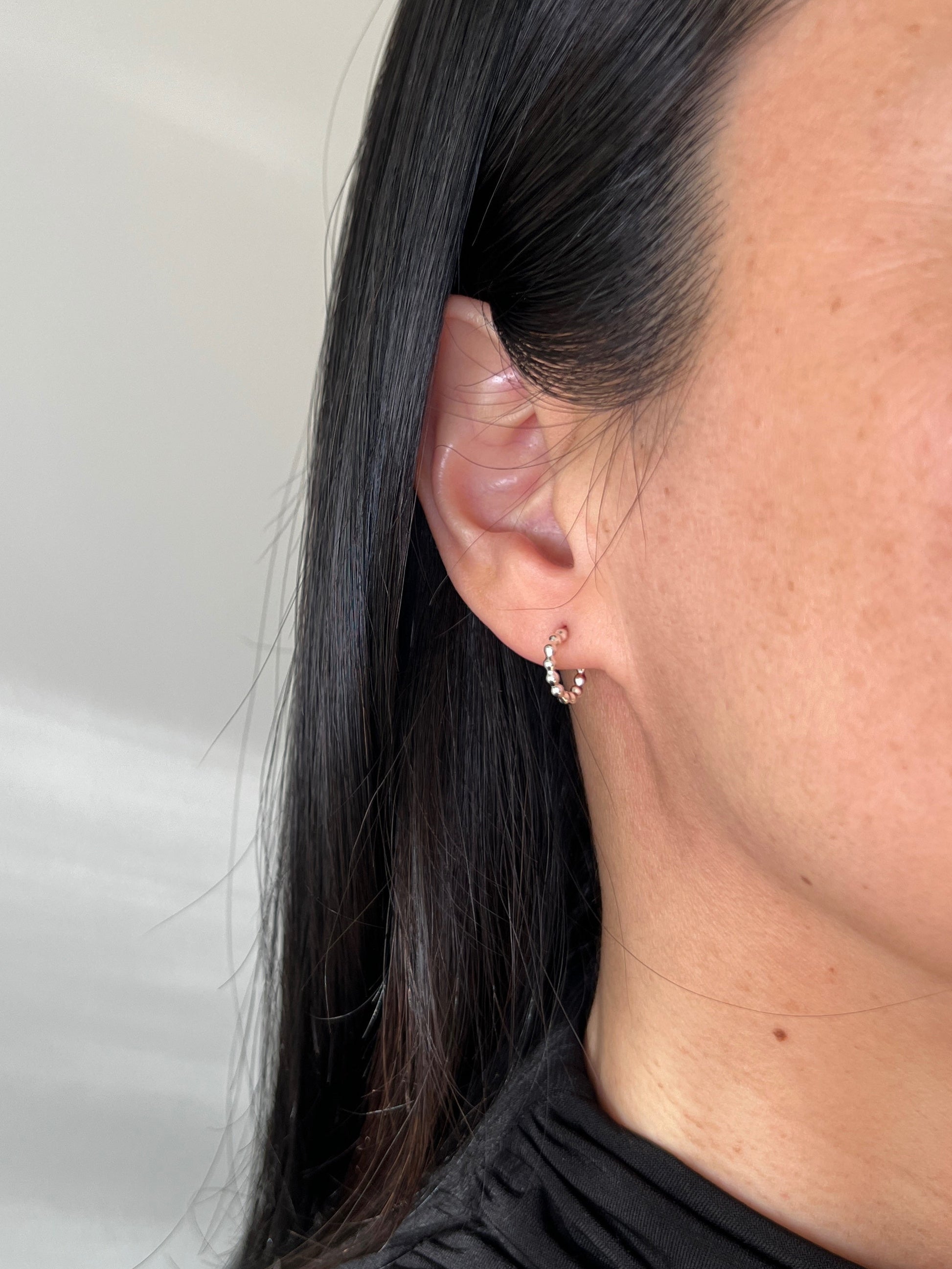 Beaded open hoop - small