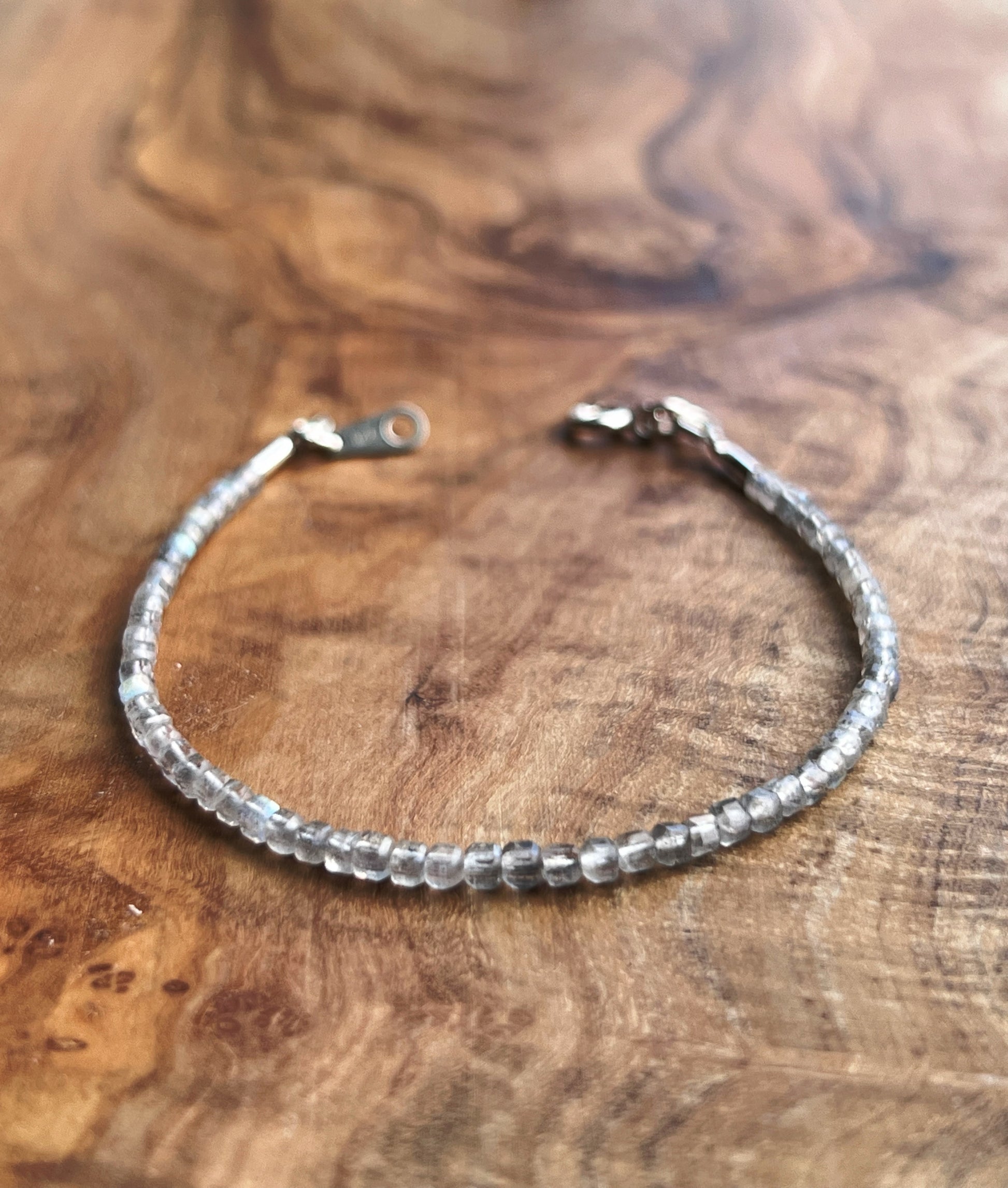 Labradorite gemstone with sterling silver bracelet