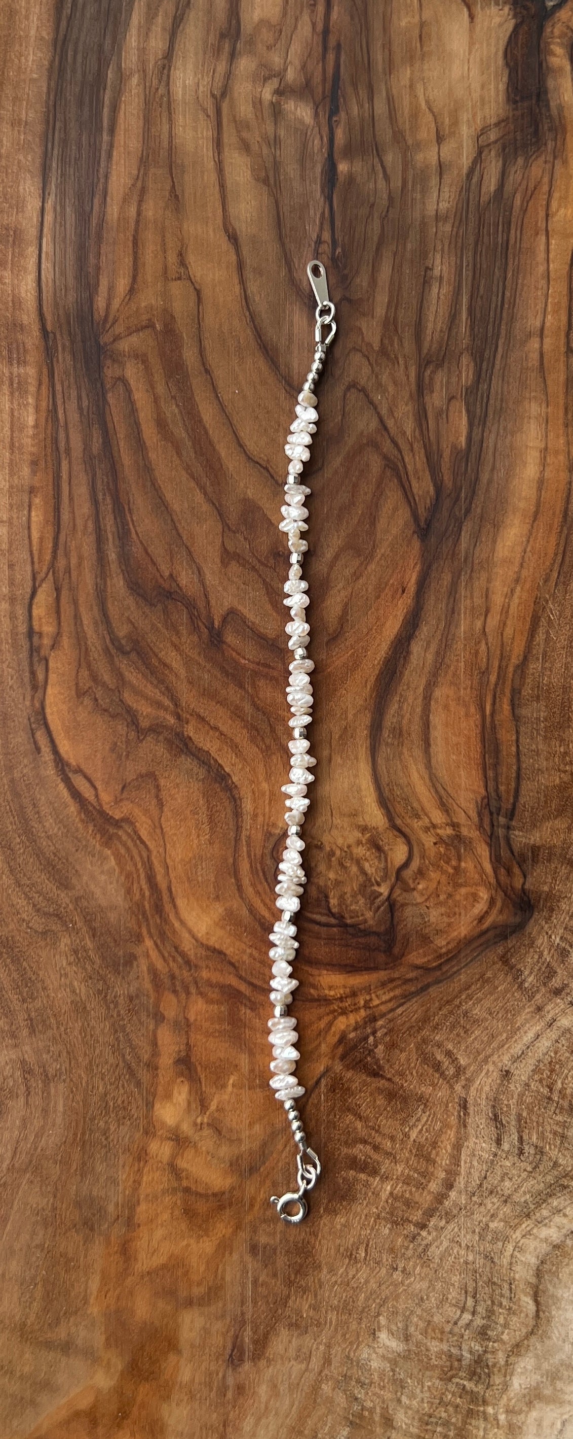 Sterling silver and white freshwater pearl bracelet