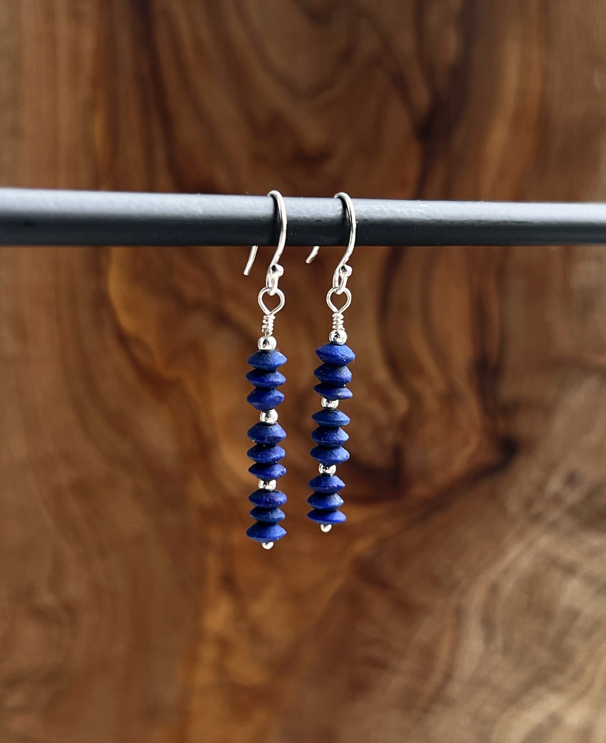 Blue Lapis lazuli gemstone with sterling silver dangle earring