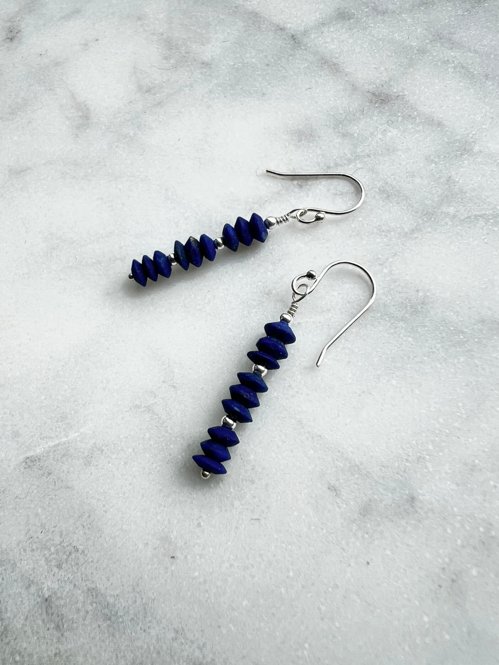 Blue Lapis lazuli gemstone with sterling silver dangle earring