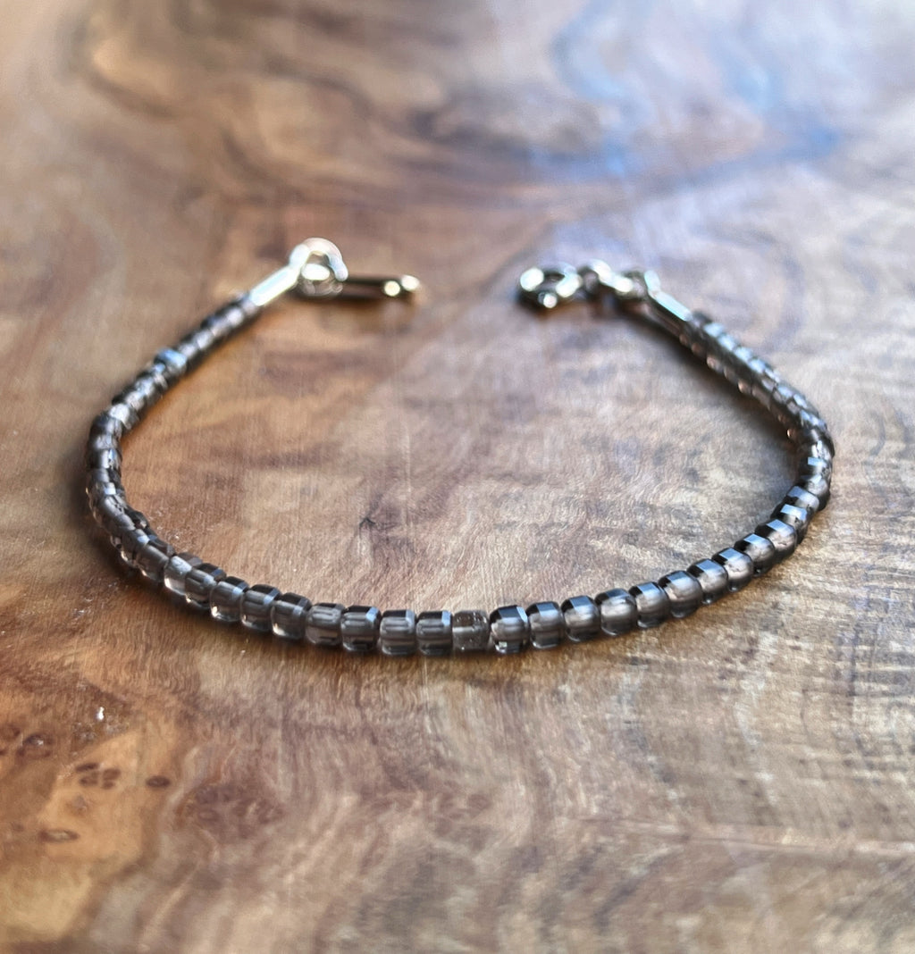 Chocolate obsidian gemstone with sterling silver bracelet