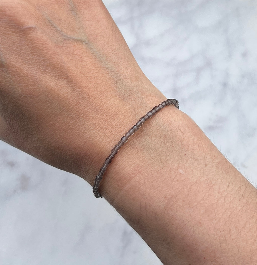 Chocolate obsidian gemstone with sterling silver bracelet