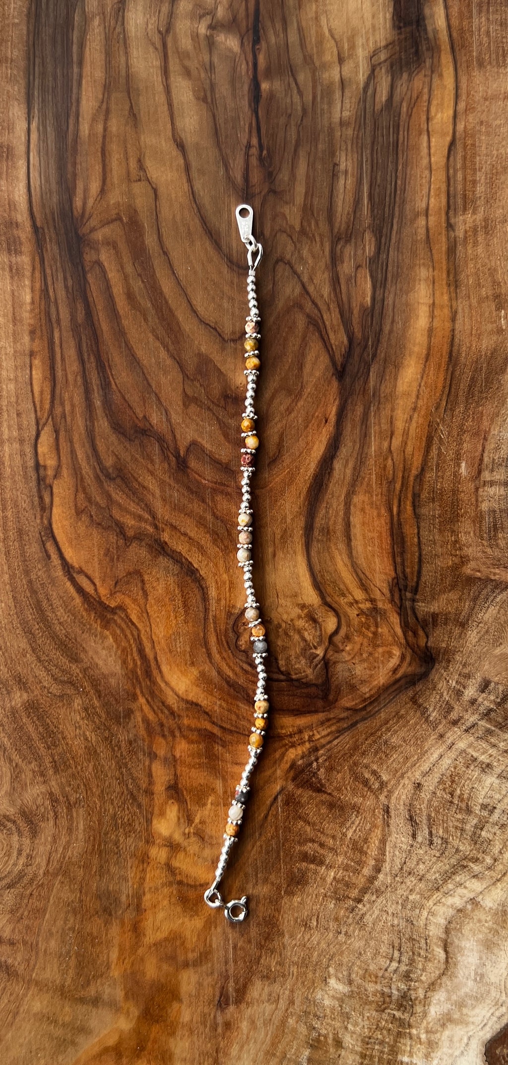 Sterling silver with crazy lace agate gemstone bracelet