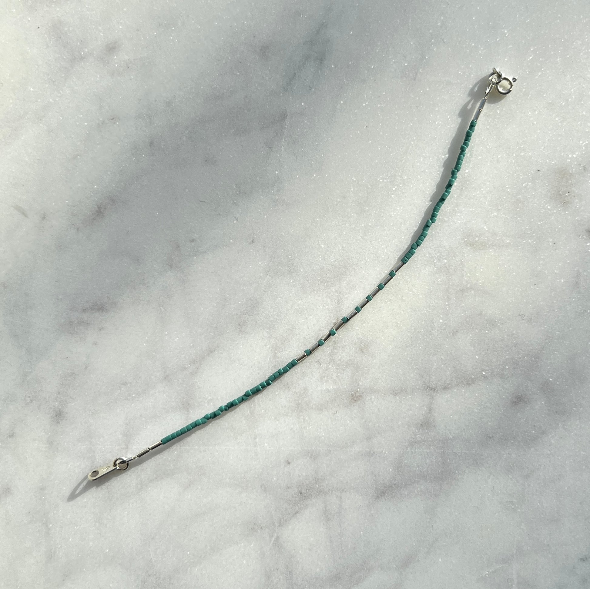 Sterling silver with dark turquoise Afghan beads