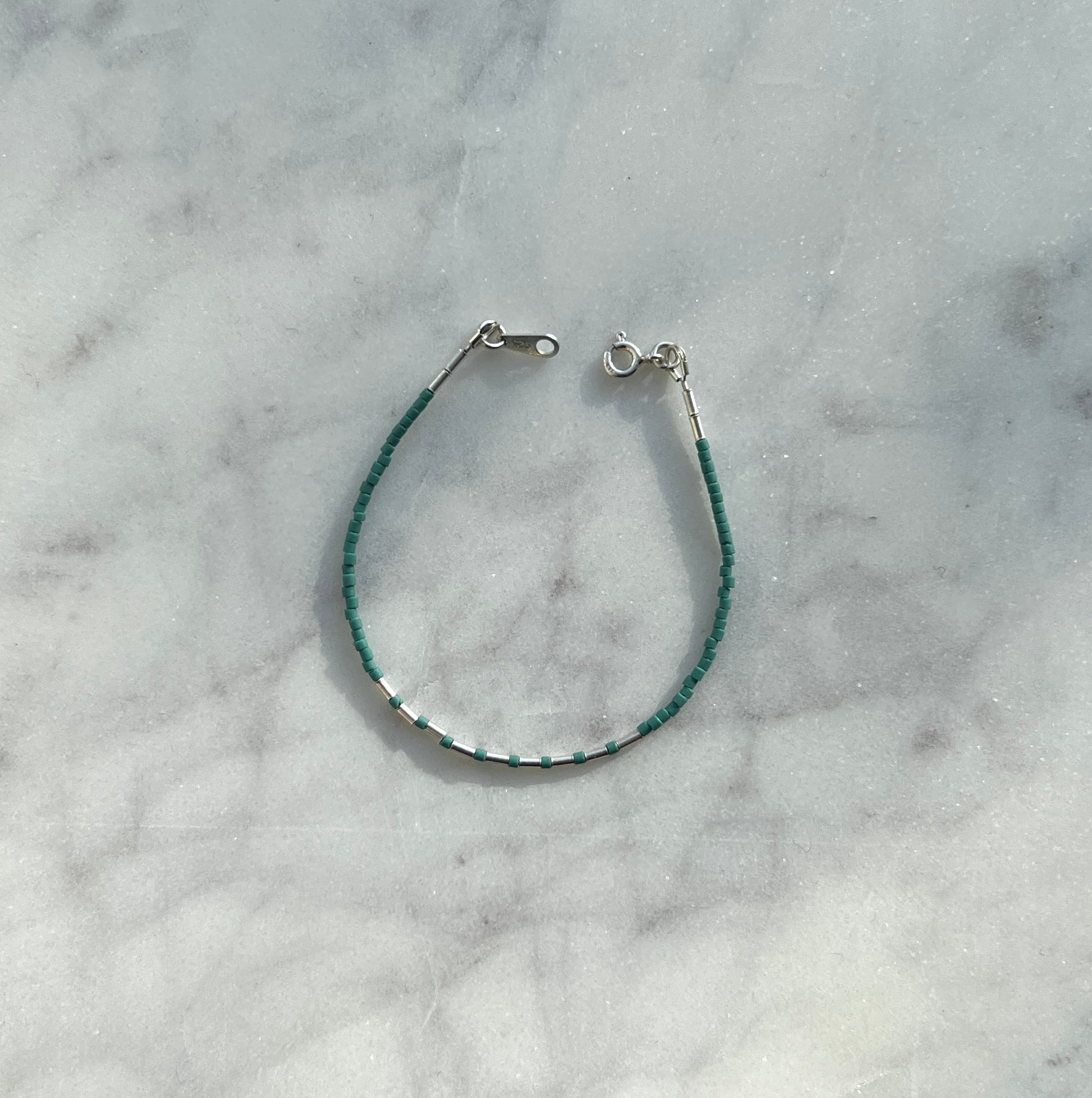 Sterling silver with dark turquoise Afghan beads