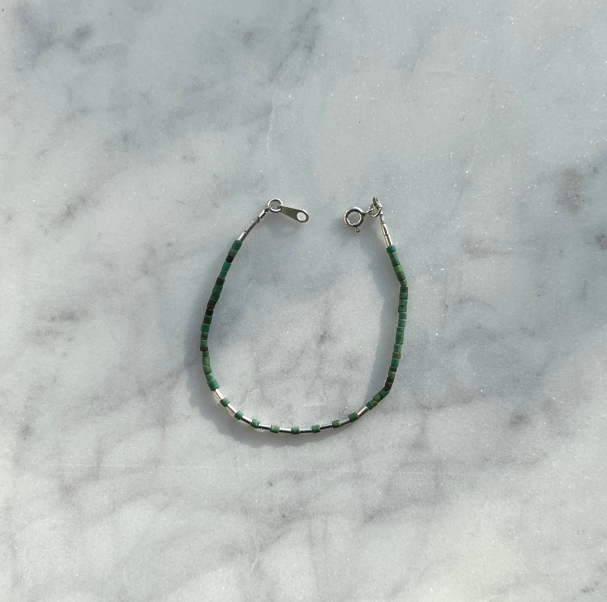 Sterling silver with green turquoise Afghan beads