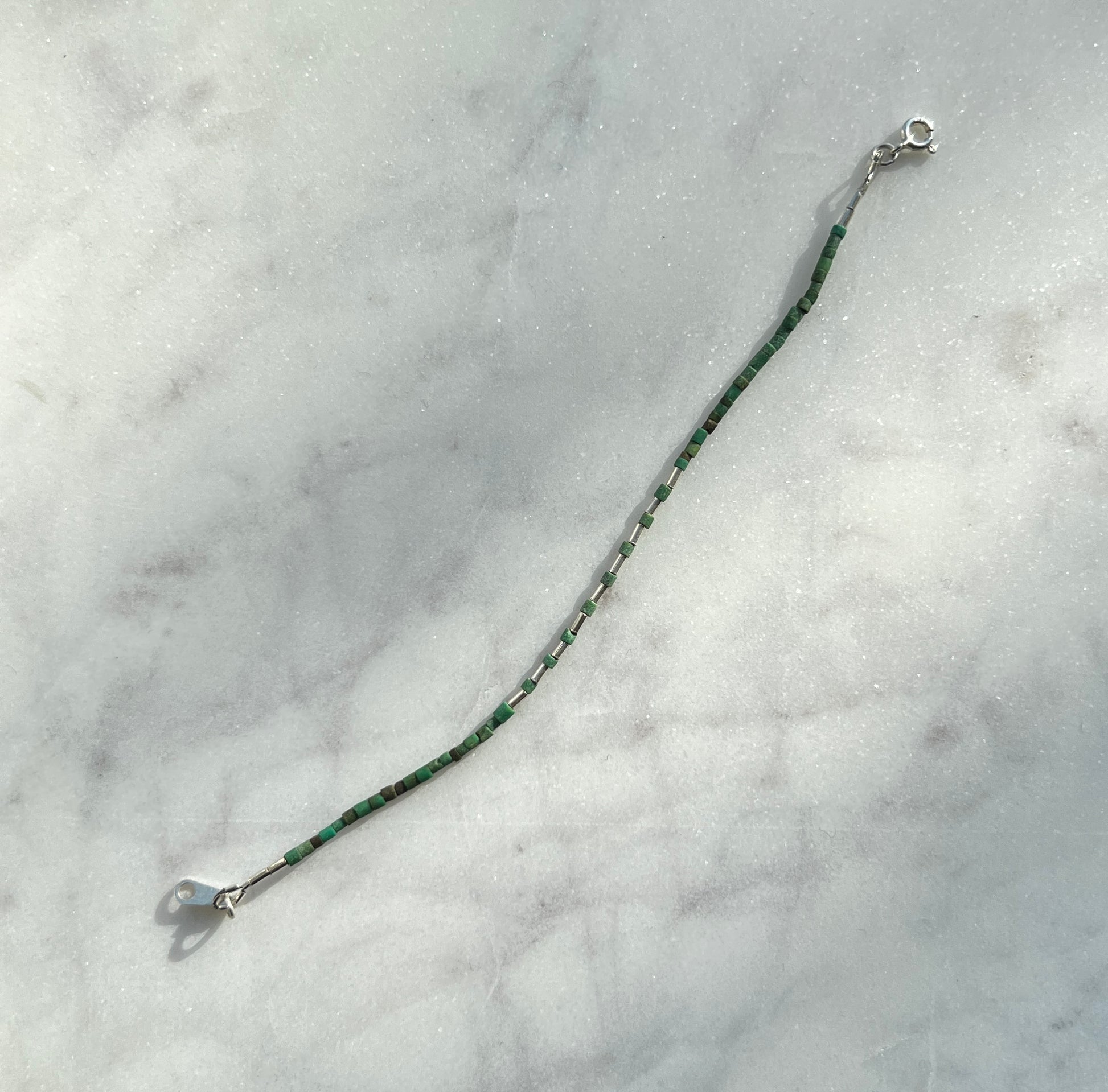 Sterling silver with green turquoise Afghan beads