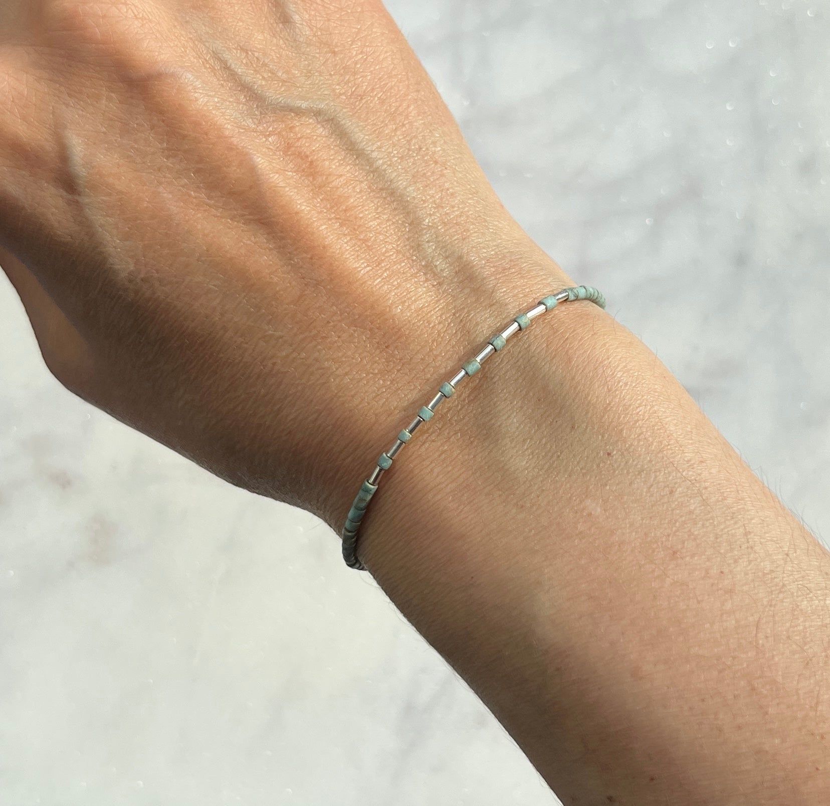 Sterling silver with light turquoise Afghan beads