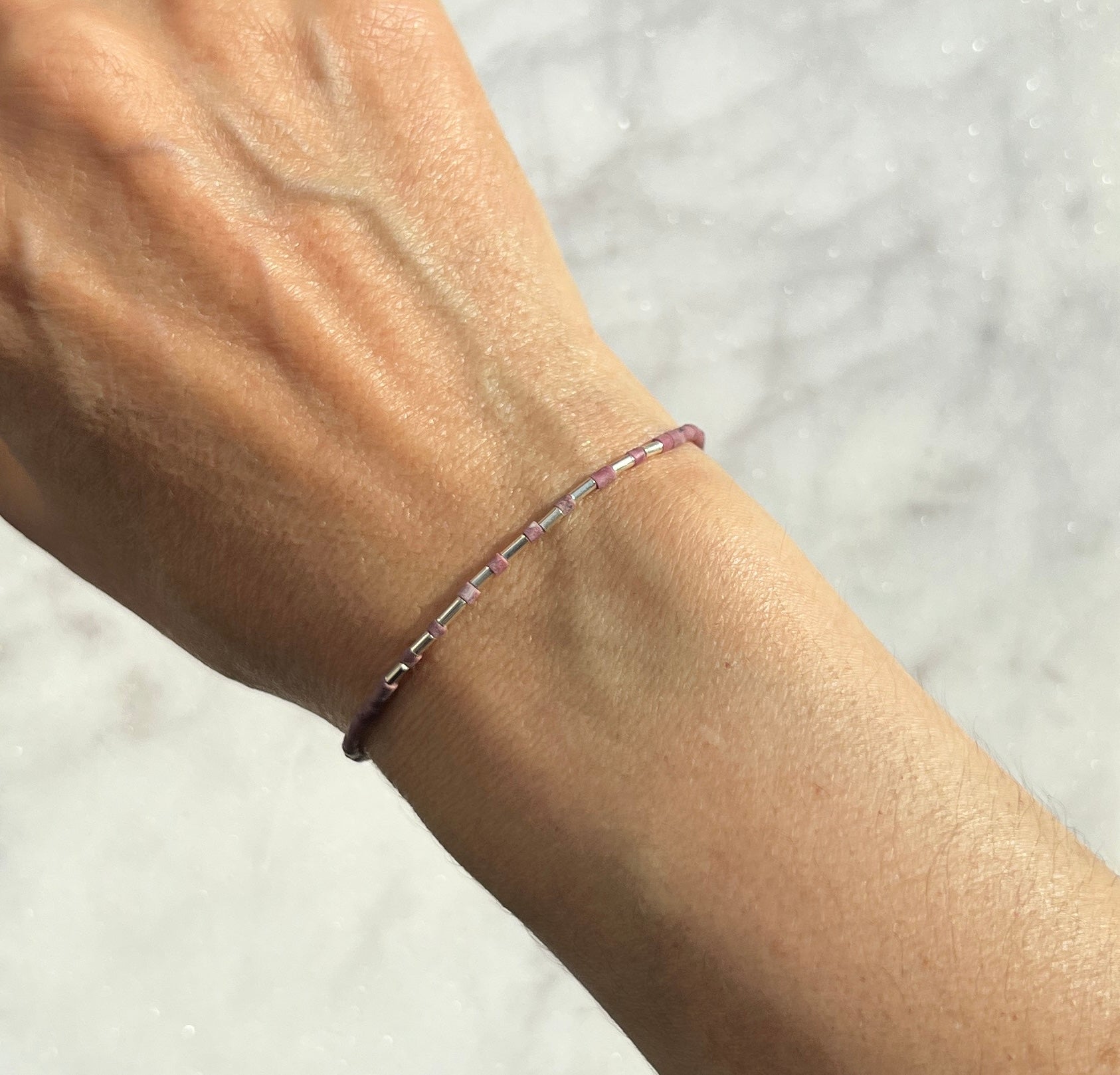 Sterling silver with lilac Afghan beads