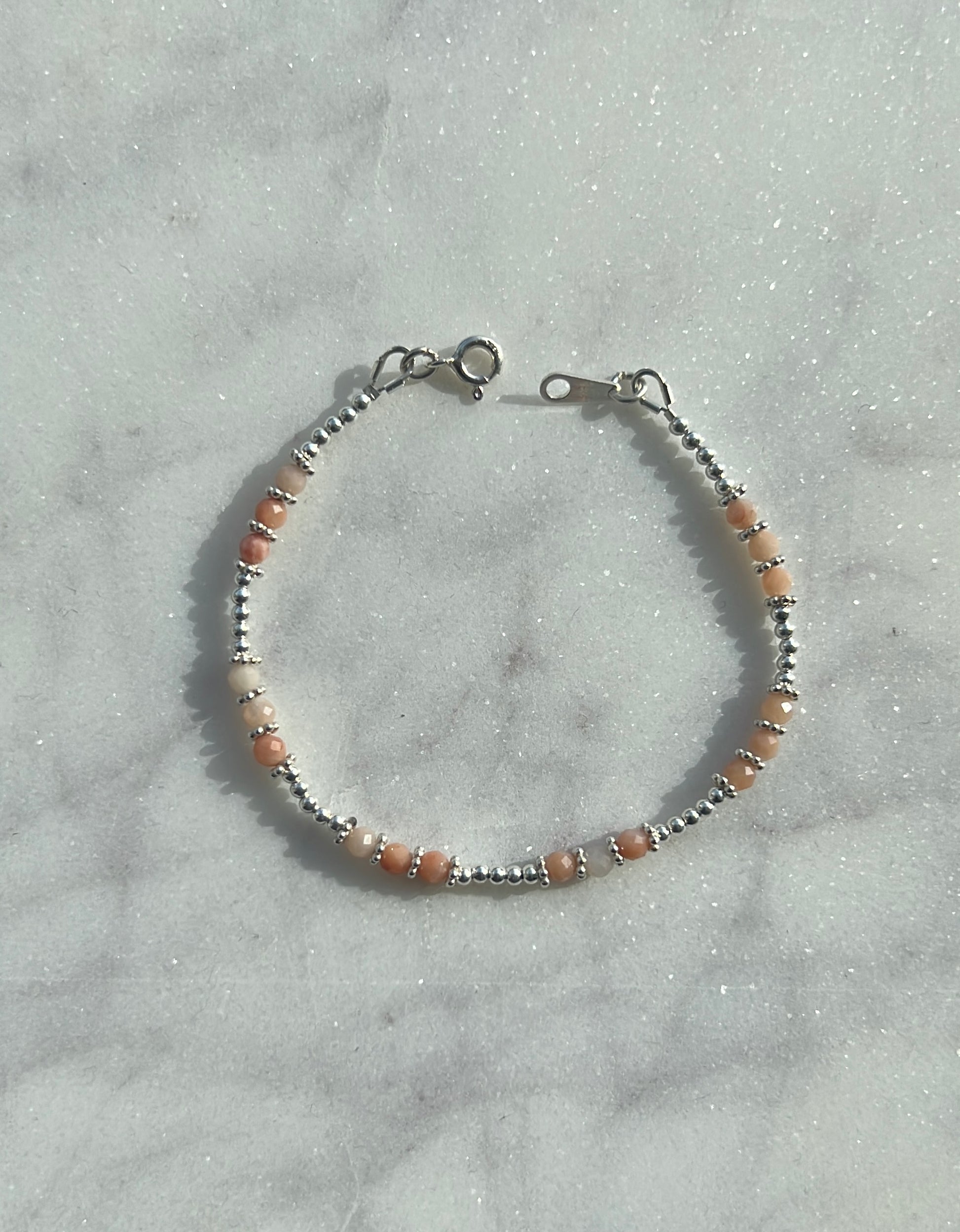 Sterling silver with multi-toned pink aventurine bracelet