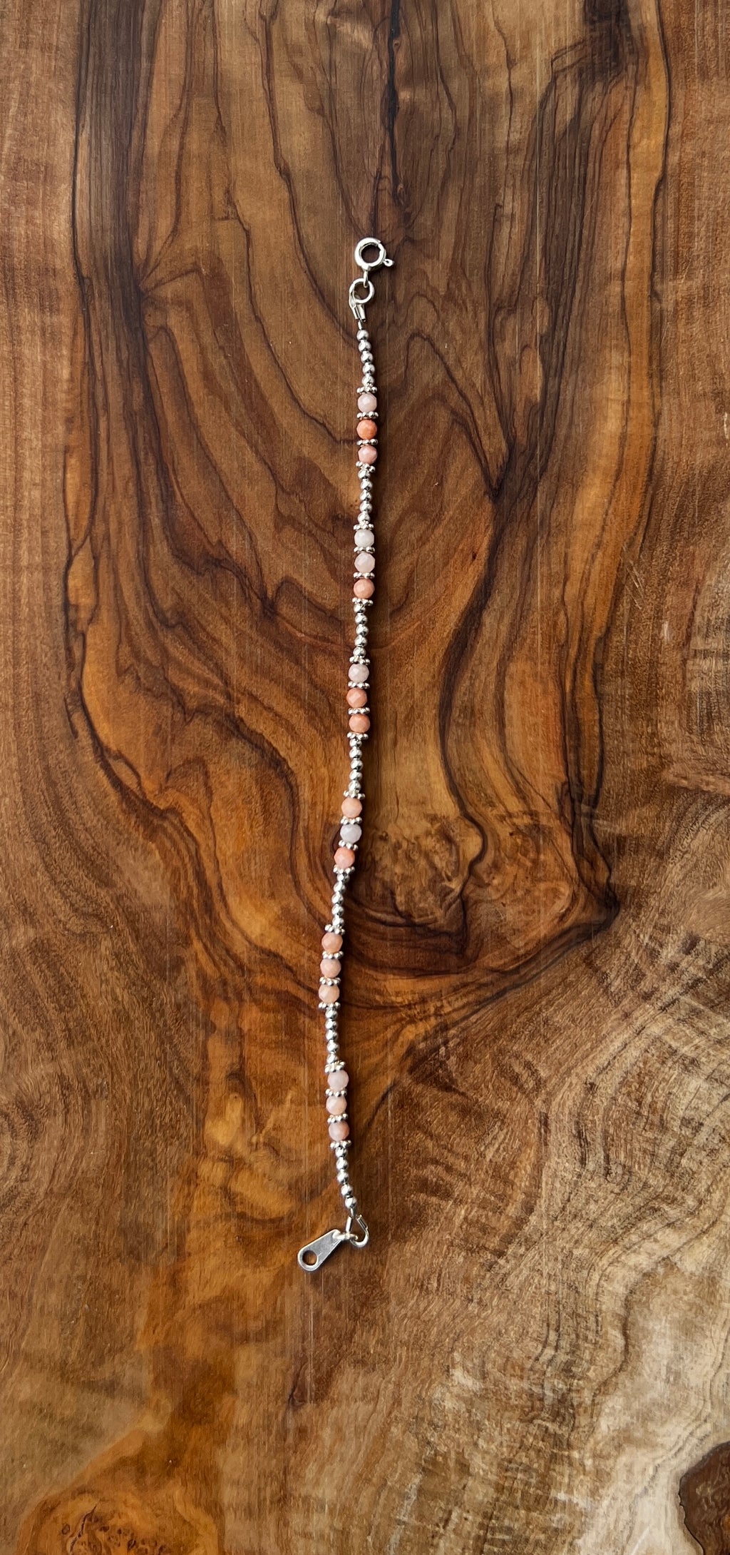 Sterling silver with multi-toned pink aventurine bracelet