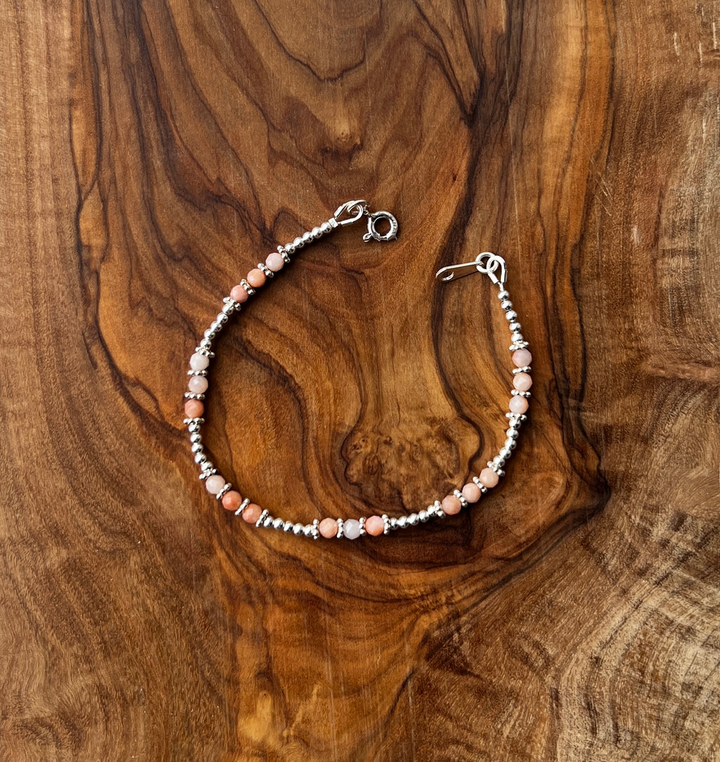 Sterling silver with multi-toned pink aventurine bracelet