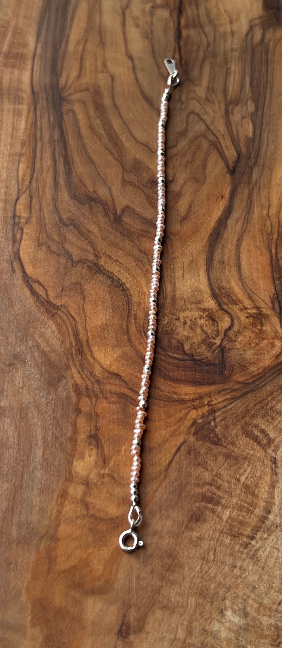 Sterling silver and pink freshwater pearl bracelet