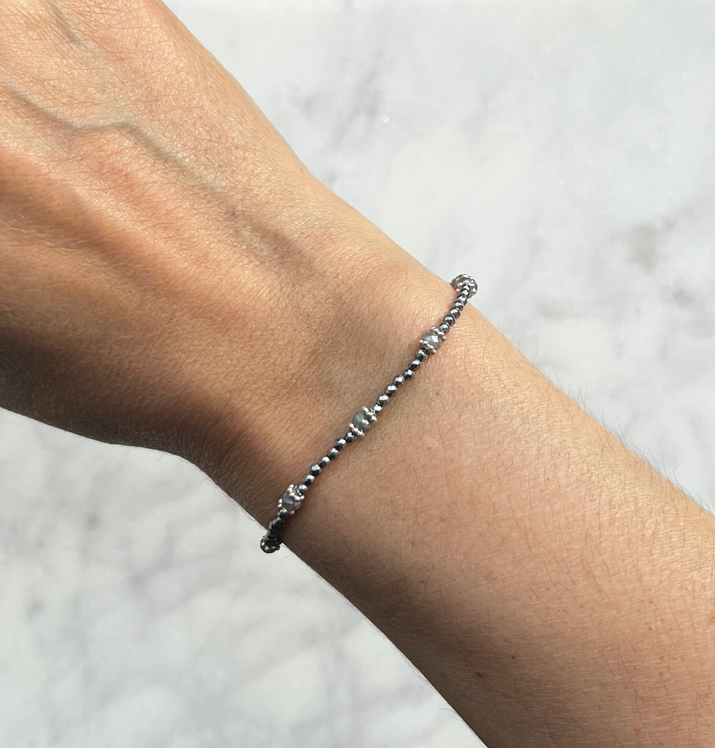 Sterling silver, pyrite and labradorite gemstone bracelet