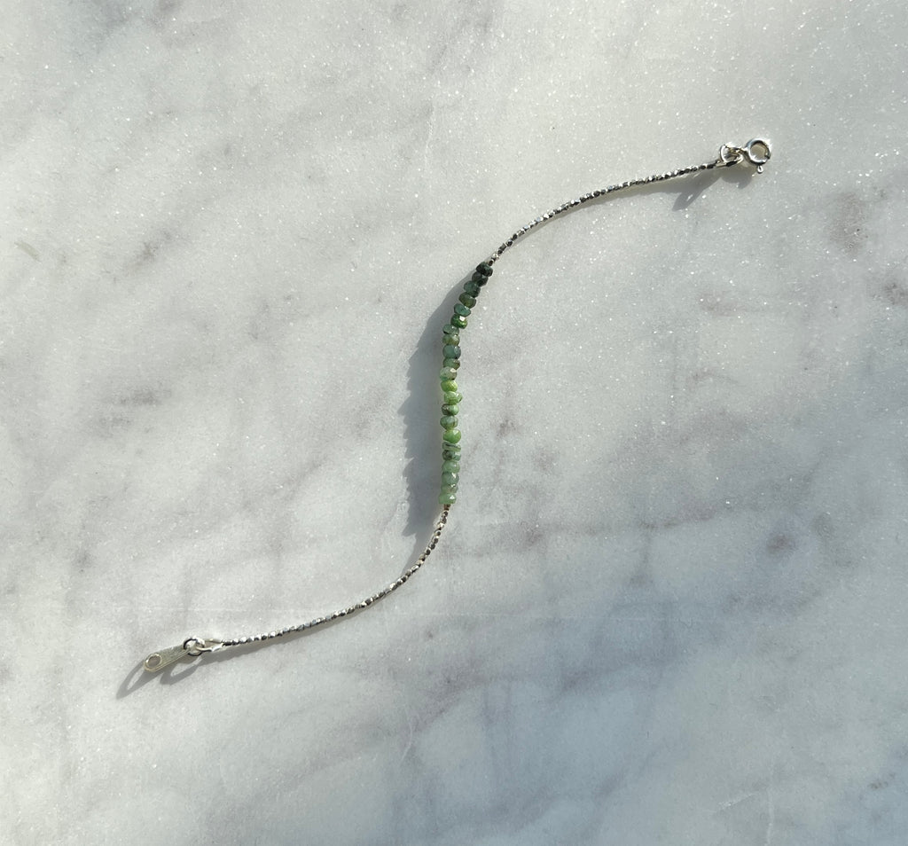 Sterling and fine silver with emerald gemstone beads