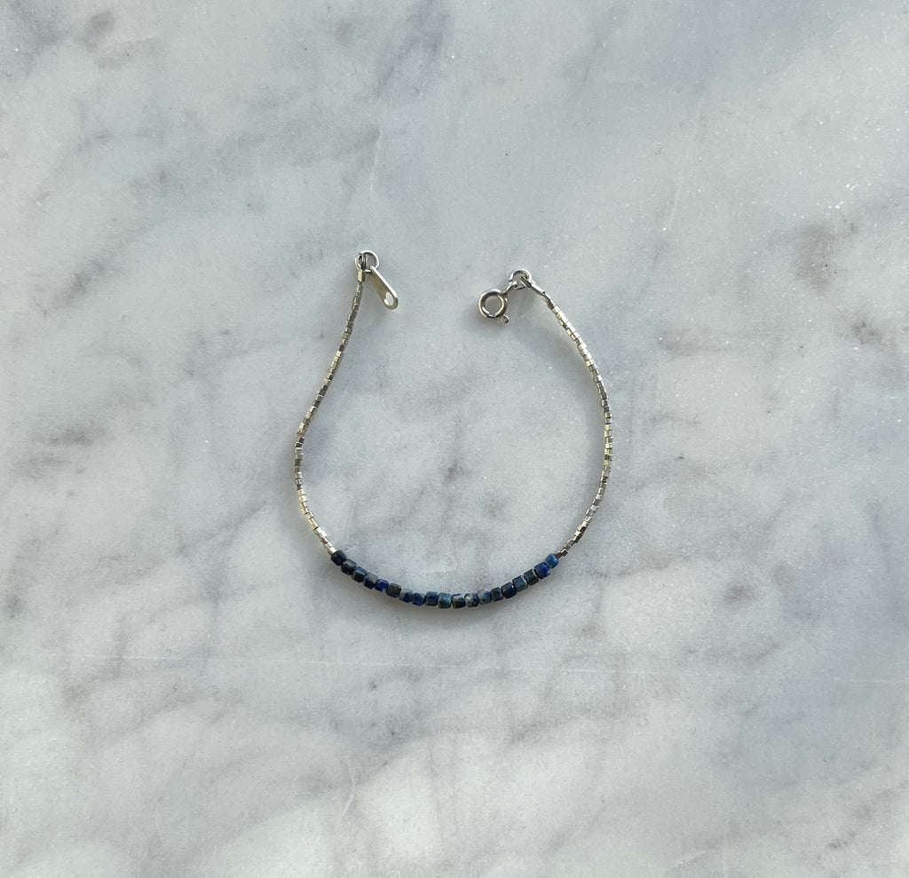 Sterling and fine silver with lapis lazuli gemstone bracelet
