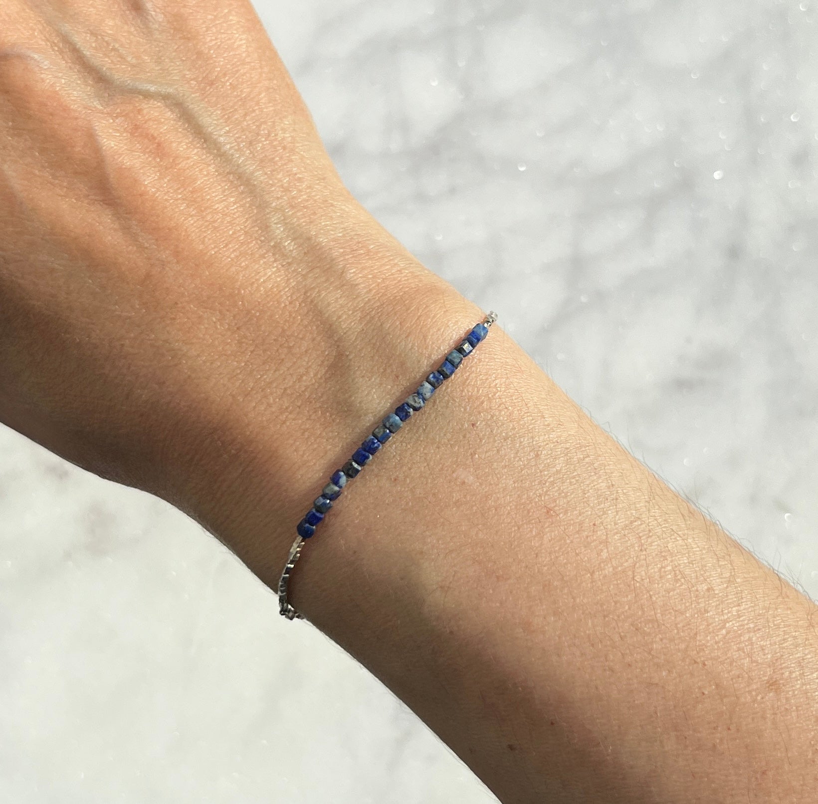 Sterling and fine silver with lapis lazuli gemstone bracelet