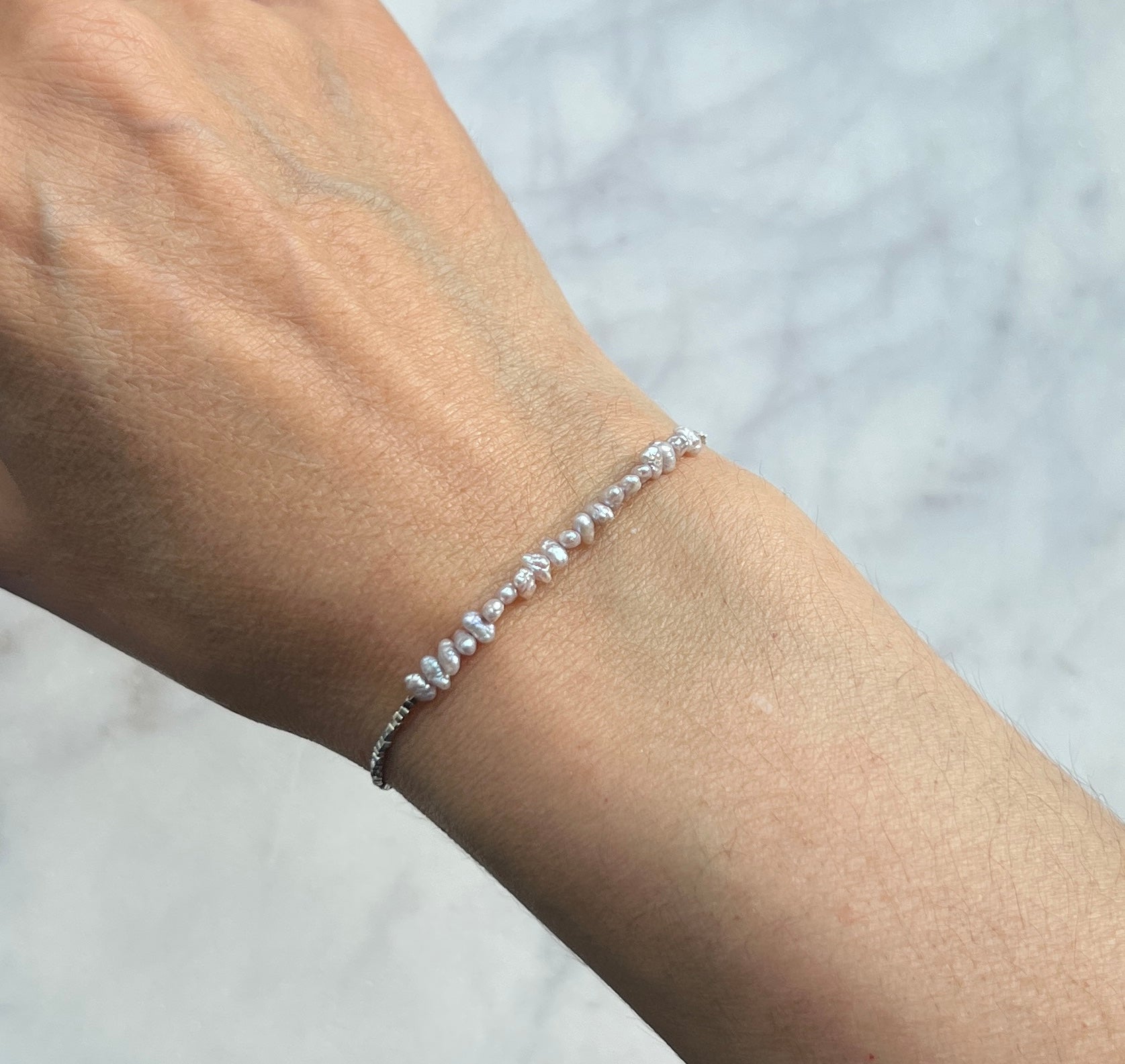 Sterling and fine silver with mauve freshwater pearl bracelet