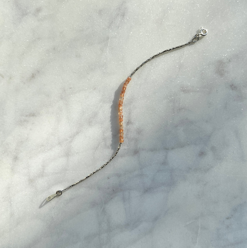 Sterling and fine silver with sunstone gemstone bracelet