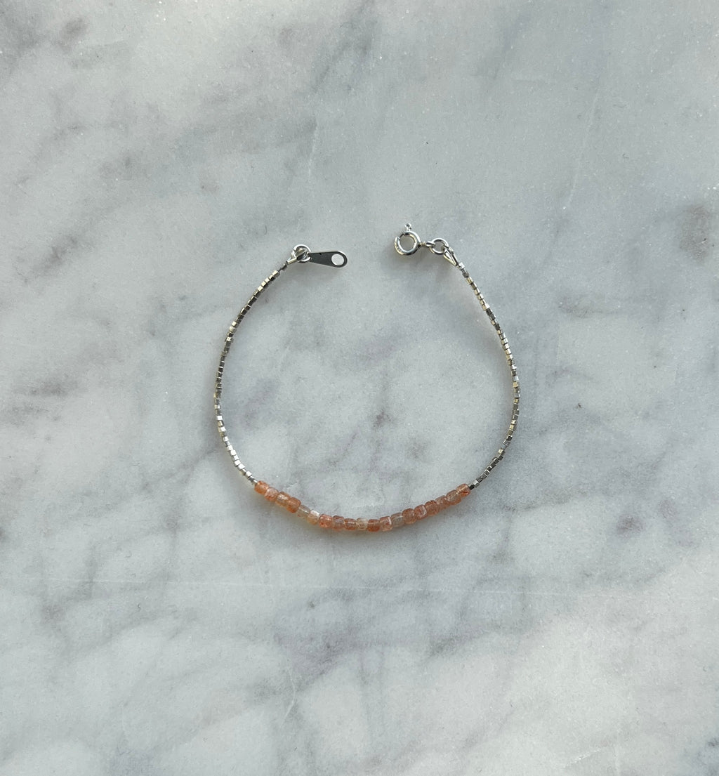 Sterling and fine silver with sunstone gemstone bracelet
