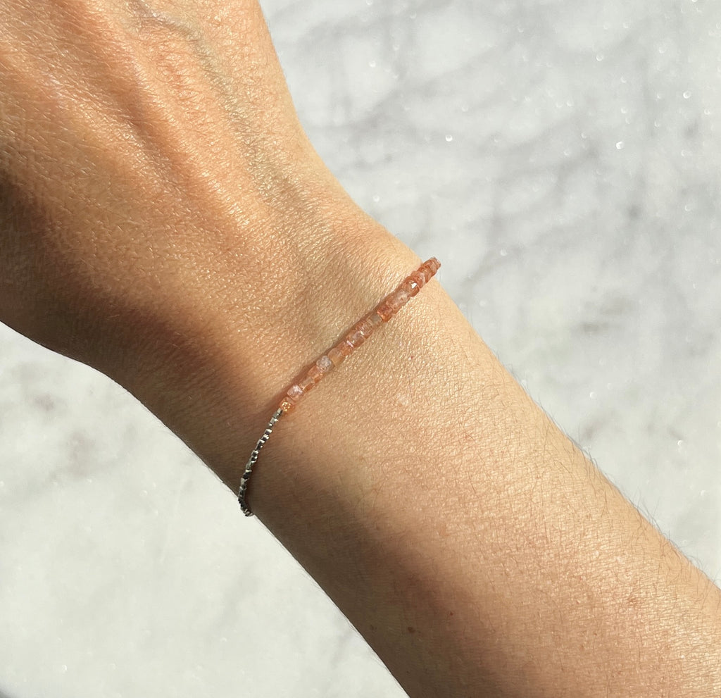 Sterling and fine silver with sunstone gemstone bracelet