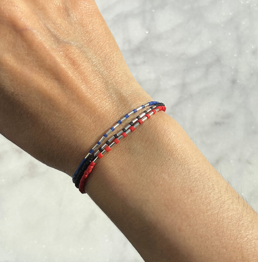 Sterling silver with black Afghan beads