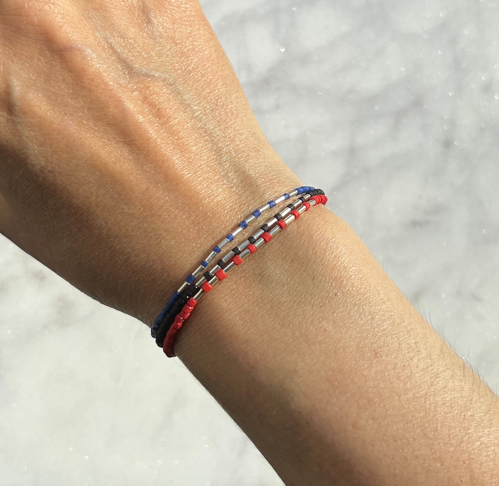 Sterling silver with blue Afghan beads