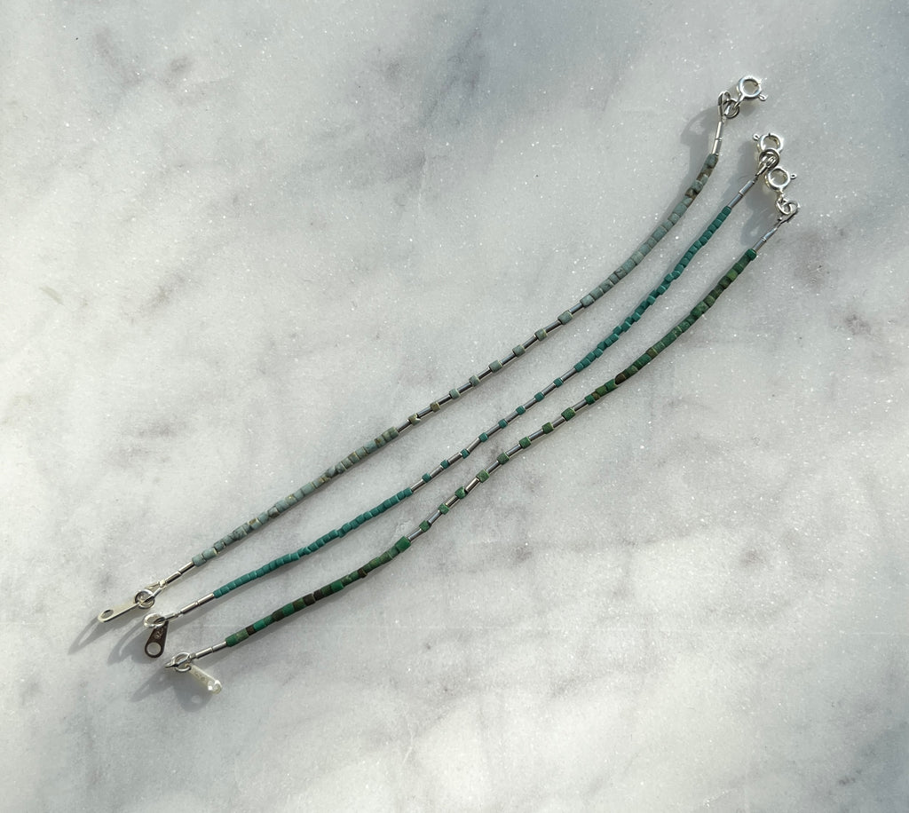 Sterling silver with dark turquoise Afghan beads