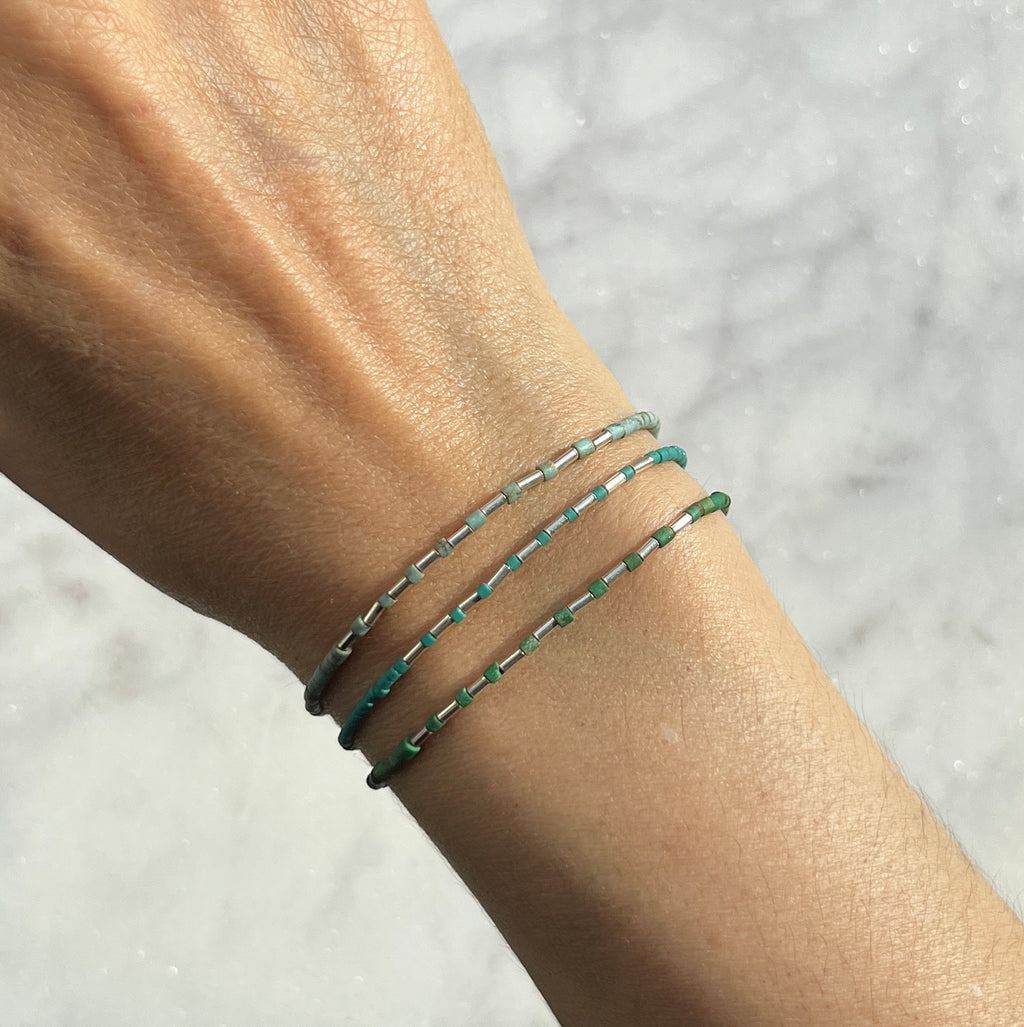 Sterling silver with dark turquoise Afghan beads