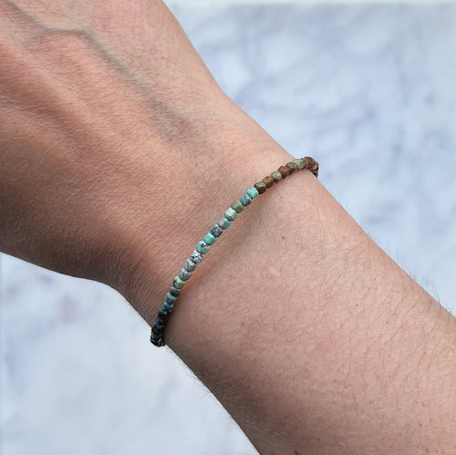 Azurite chrysocolla gemstone with sterling silver bracelet