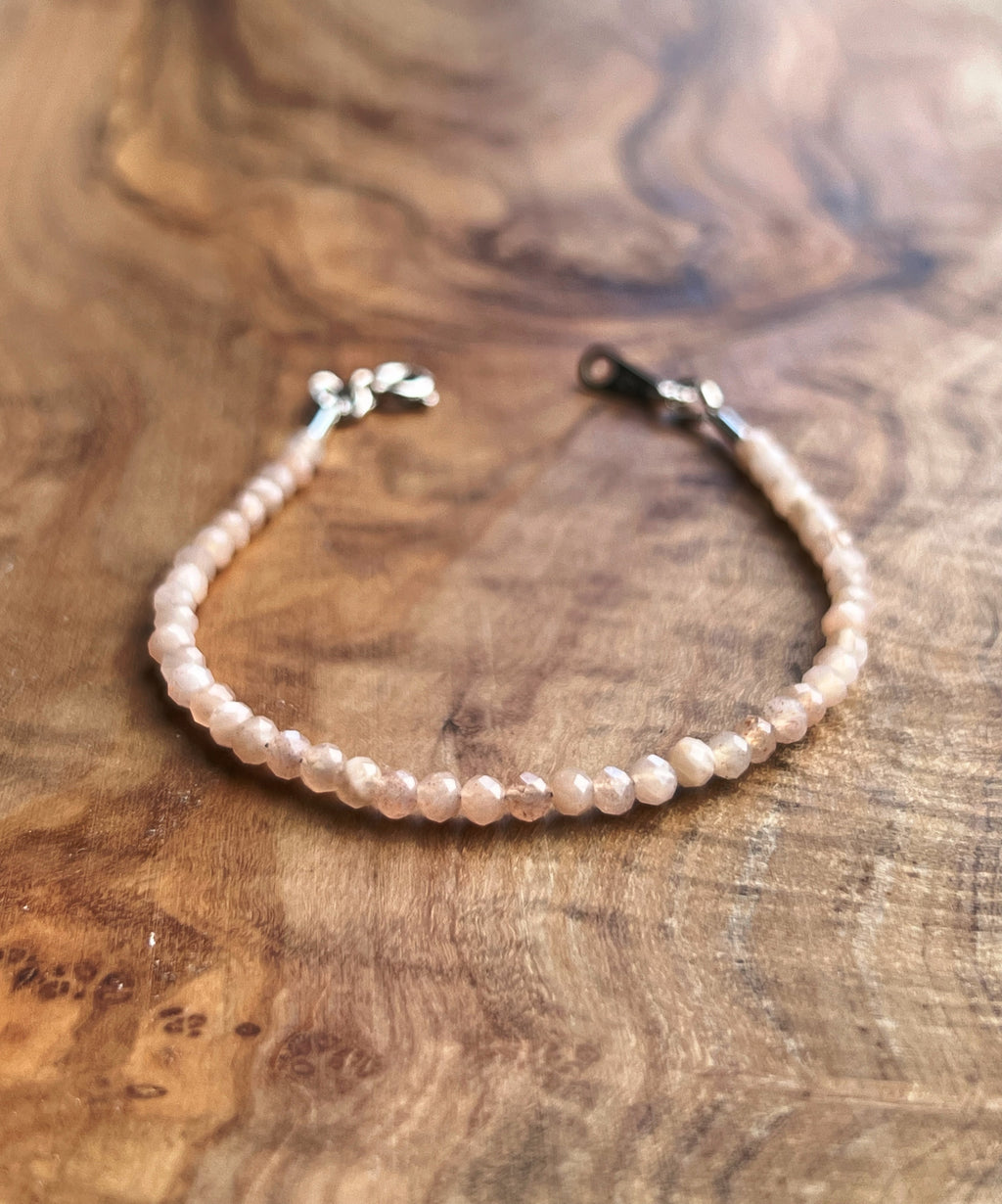 Moonstone gemstone with sterling silver bracelet