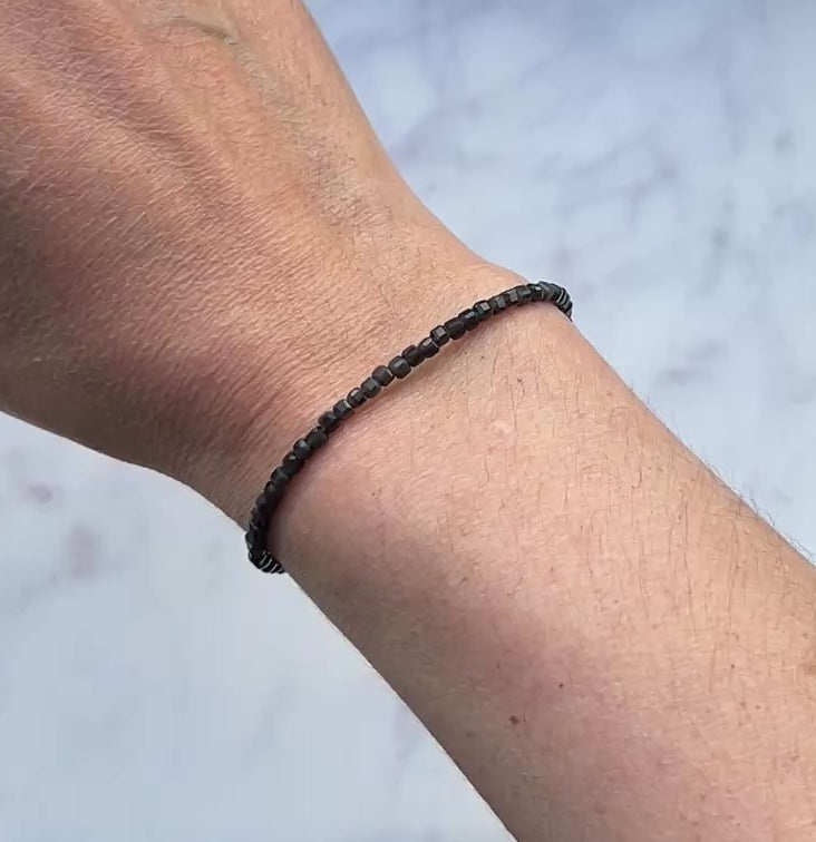 Rainbow obsidian gemstone with sterling silver bracelet