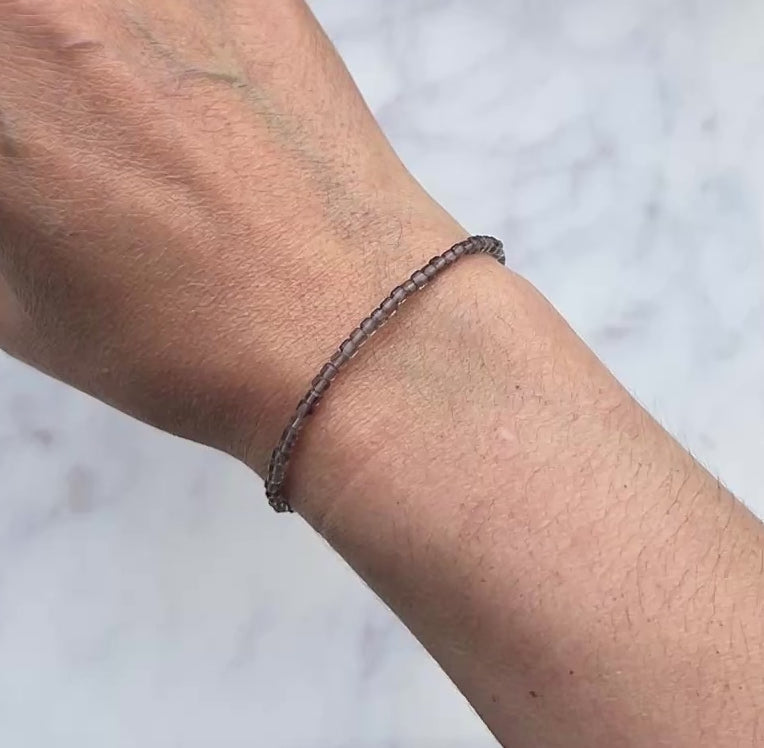 Chocolate obsidian gemstone with sterling silver bracelet