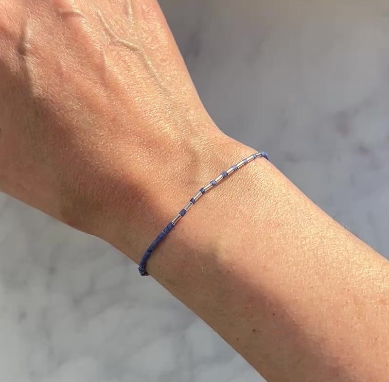 Sterling silver with blue Afghan beads