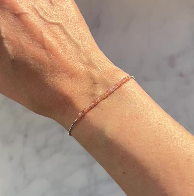 Sterling and fine silver with sunstone gemstone bracelet