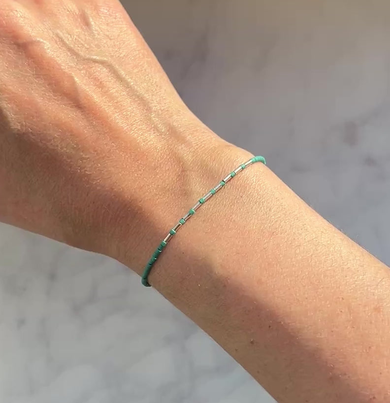 Sterling silver with dark turquoise Afghan beads