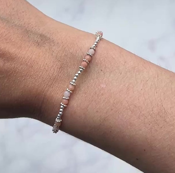 Sterling silver with multi-toned pink aventurine bracelet