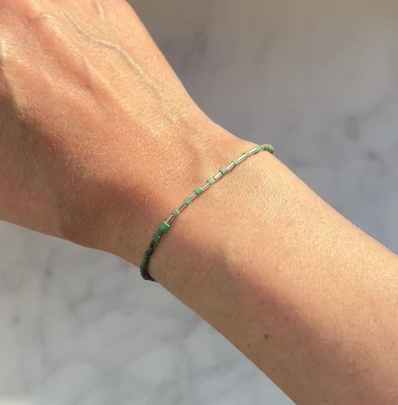 Sterling silver with green turquoise Afghan beads