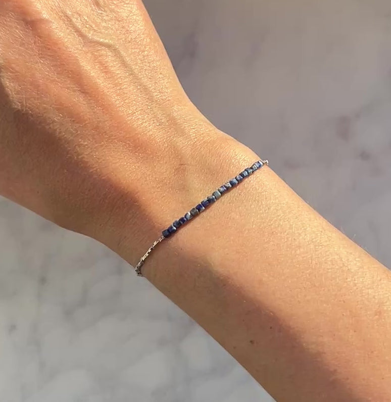 Sterling and fine silver with lapis lazuli gemstone bracelet