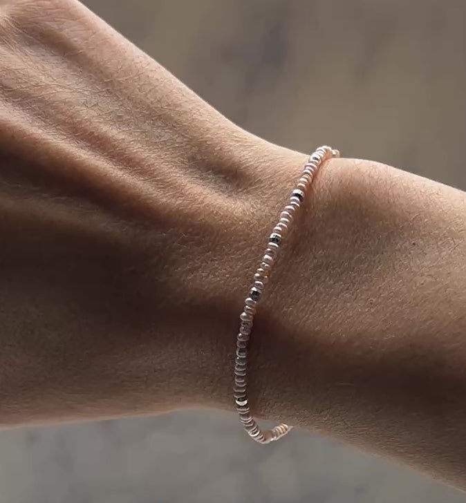 Sterling silver and pink freshwater pearl bracelet