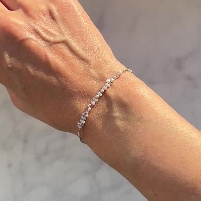 Sterling and fine silver with mauve freshwater pearl bracelet