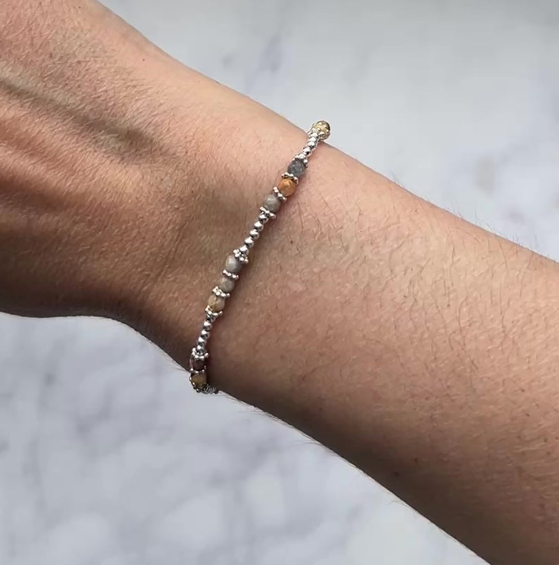 Sterling silver with crazy lace agate gemstone bracelet